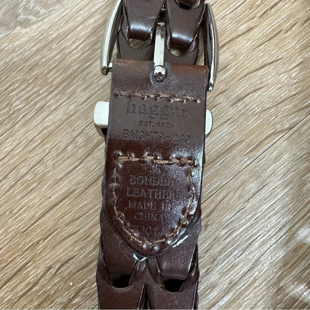 Haggar Men’s Braided Bonded Leather Rich Brown Belt, Size 36